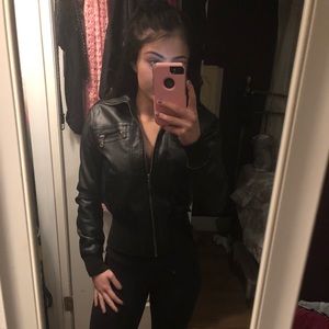 Black faux leather jacket